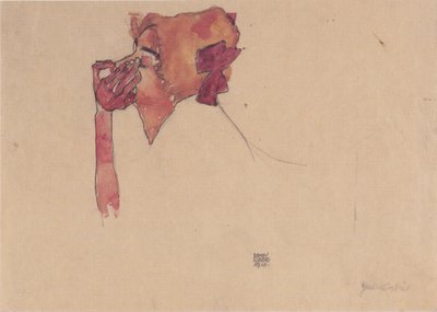 Gerti Schiele met haarstrik door Egon Schiele